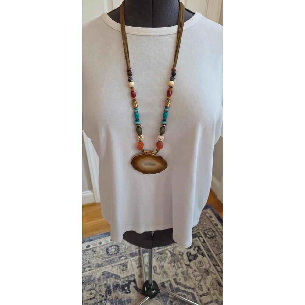 Chico's Vintage Agate Statement Bohemian Necklace